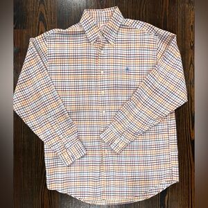 Brooks Brothers Checkered White Orange and Blue Checkered Shirt Men’s Large